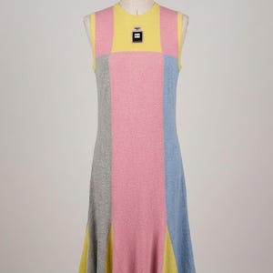 Authentic Vintage Chanel Colorblock Knit Dress FR 42 ,Perfume Bottle Patch Midi Dress | Rare Luxury Designer Runway Dress