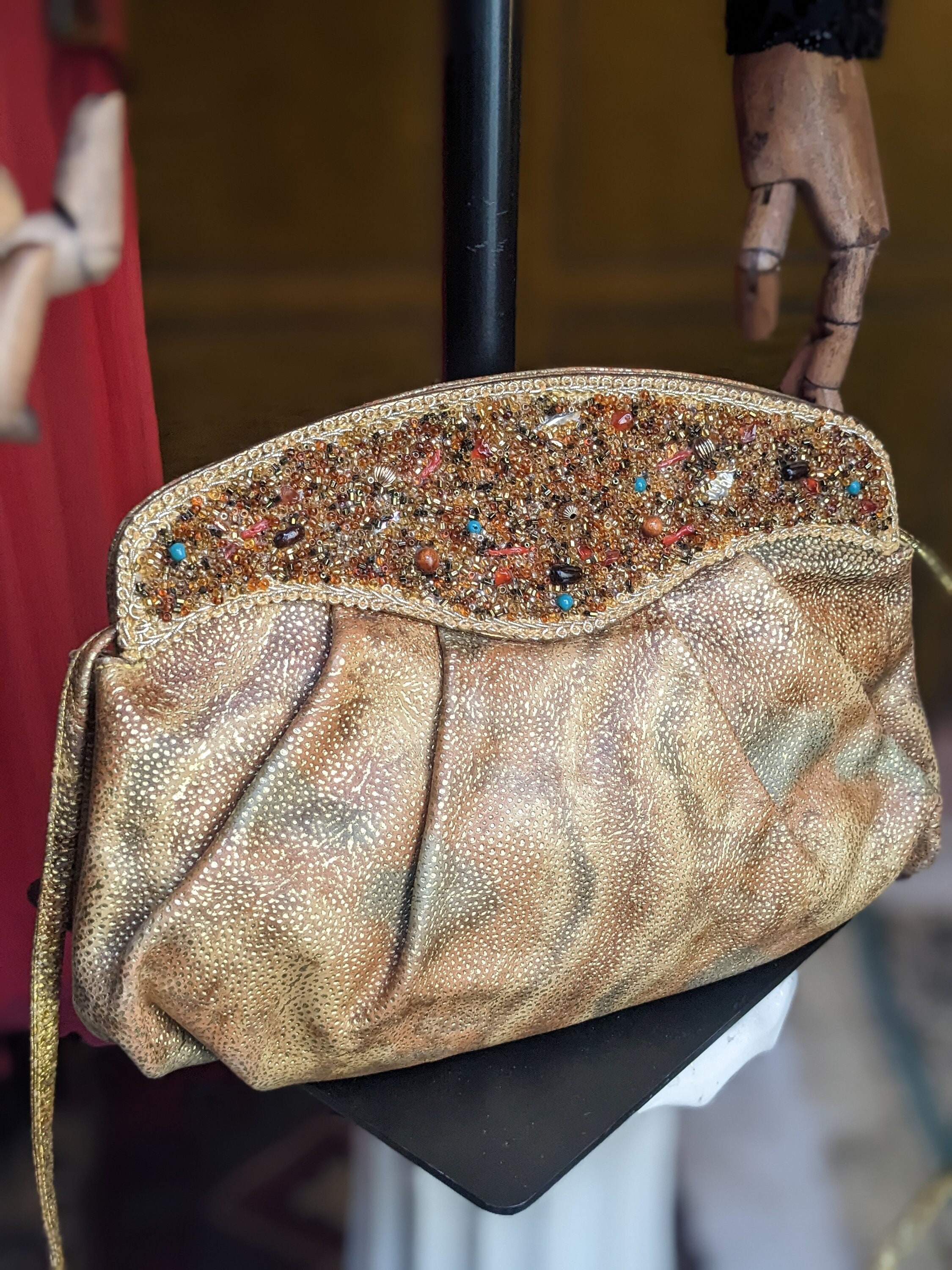イタリーSILVANO BIAGINI ショルダーバッグ SILVANO BIAGINI ITALY Vintage Blue leather handbag Gold hardware