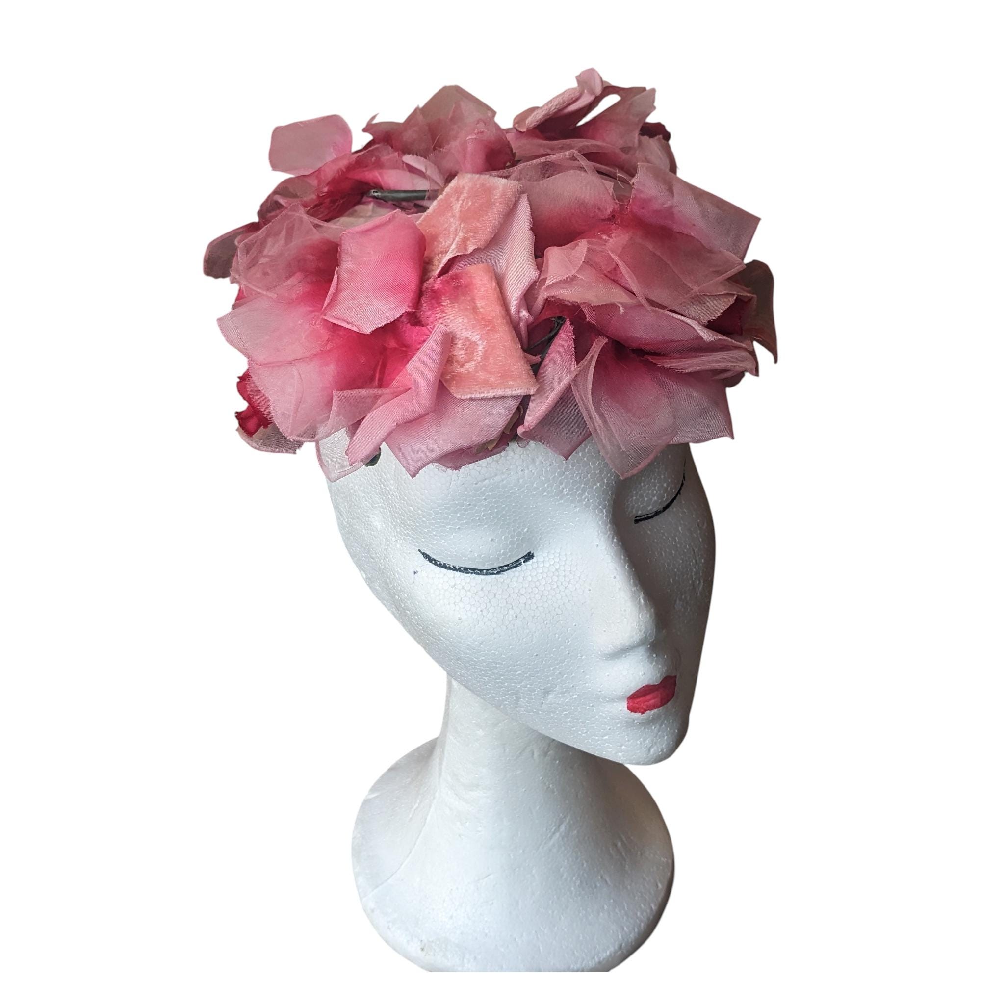 Headress Vintage Deep Ink Flower Bomb Vintage 1960s Hat 