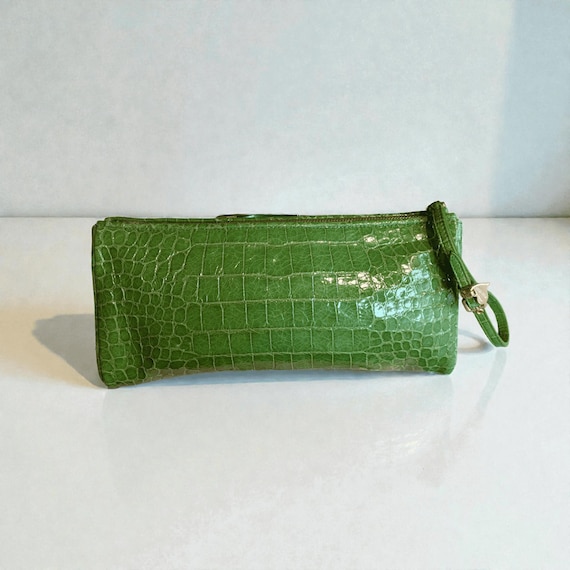 Miu Miu Vintage Clutch 2000 – Green Croc Embossed Leather