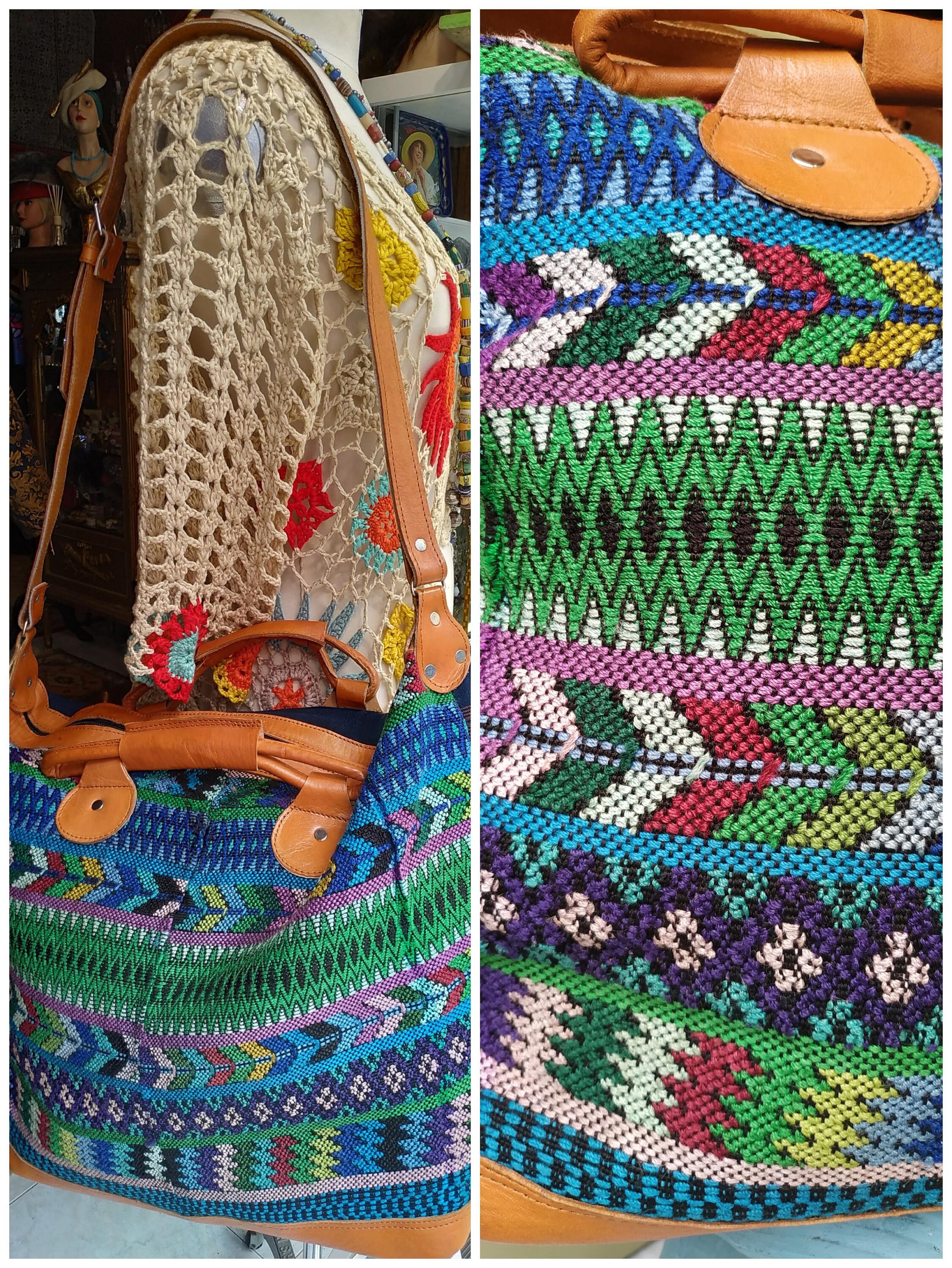 Vintageoversize Tote Bag Ethnic Trobal Fabric and Leather / - Etsy
