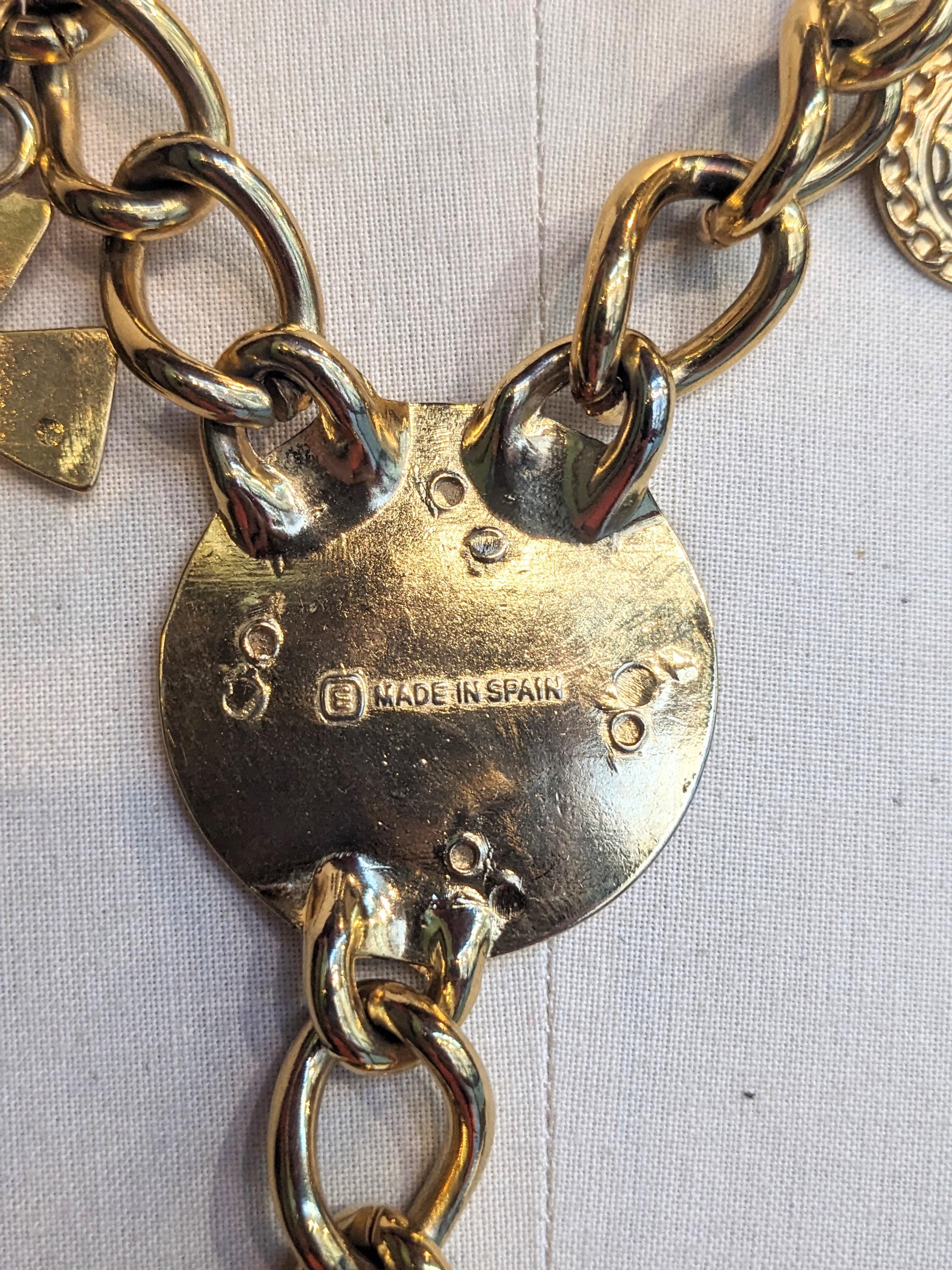 80s Vintage Gold Chain ESCADA Charm Belt Gold Metallic