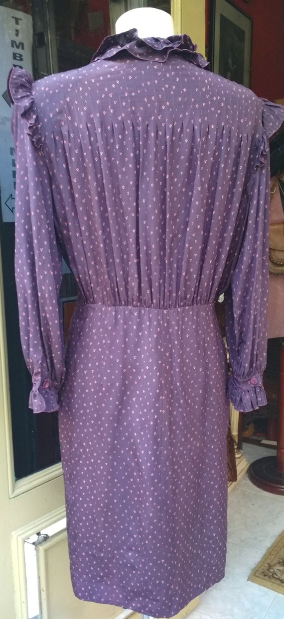 Vintage Loewe Dress Purple and cherry printed Wom… - image 3