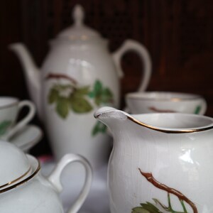 Vintage Thee set porselein gemaakt in Spanje // Home Decor Coffe set met de hand geschilderd afbeelding 7