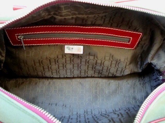 Carolina Herrera CH Vintage Bag Green Red Handbag Designer