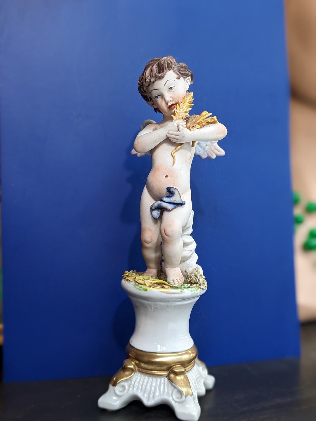 Capodimonte Cherub Angel Figurine // Porcelain Figurine Made in Italy