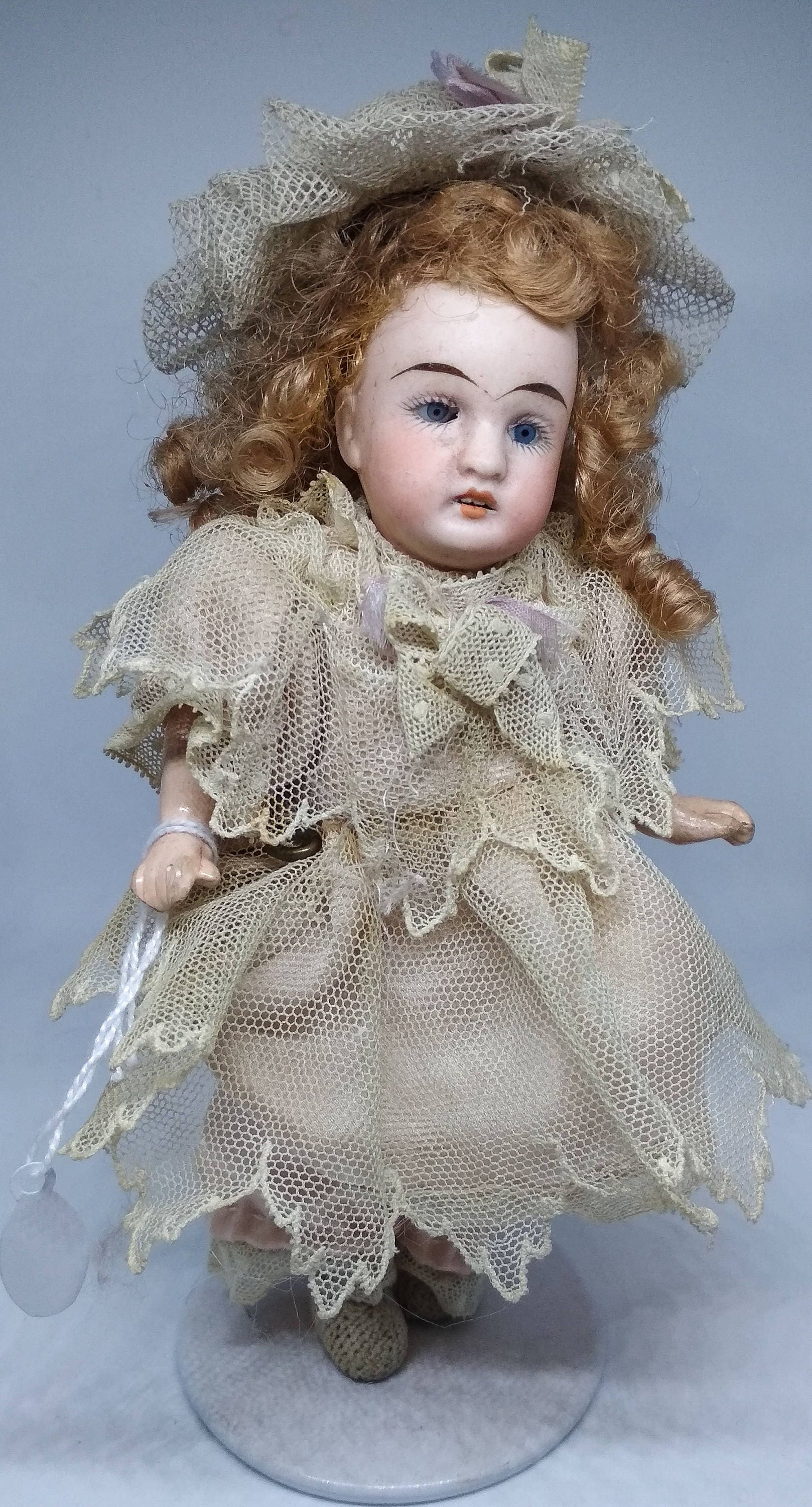 Poupée Ancienne Reproduction Kestner 38 Cm - Tête Biscotte Porcelaine, Corps Papier Mâché - Yeux Verre