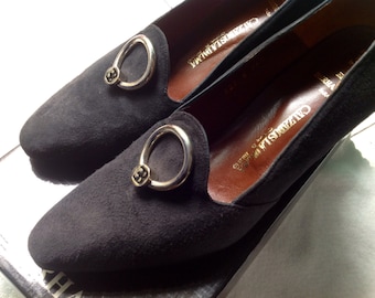 Suede Pumps Elio berhanyer Womens Shoes, Vintage Designer Black Shoes, Size 36.5 - 37