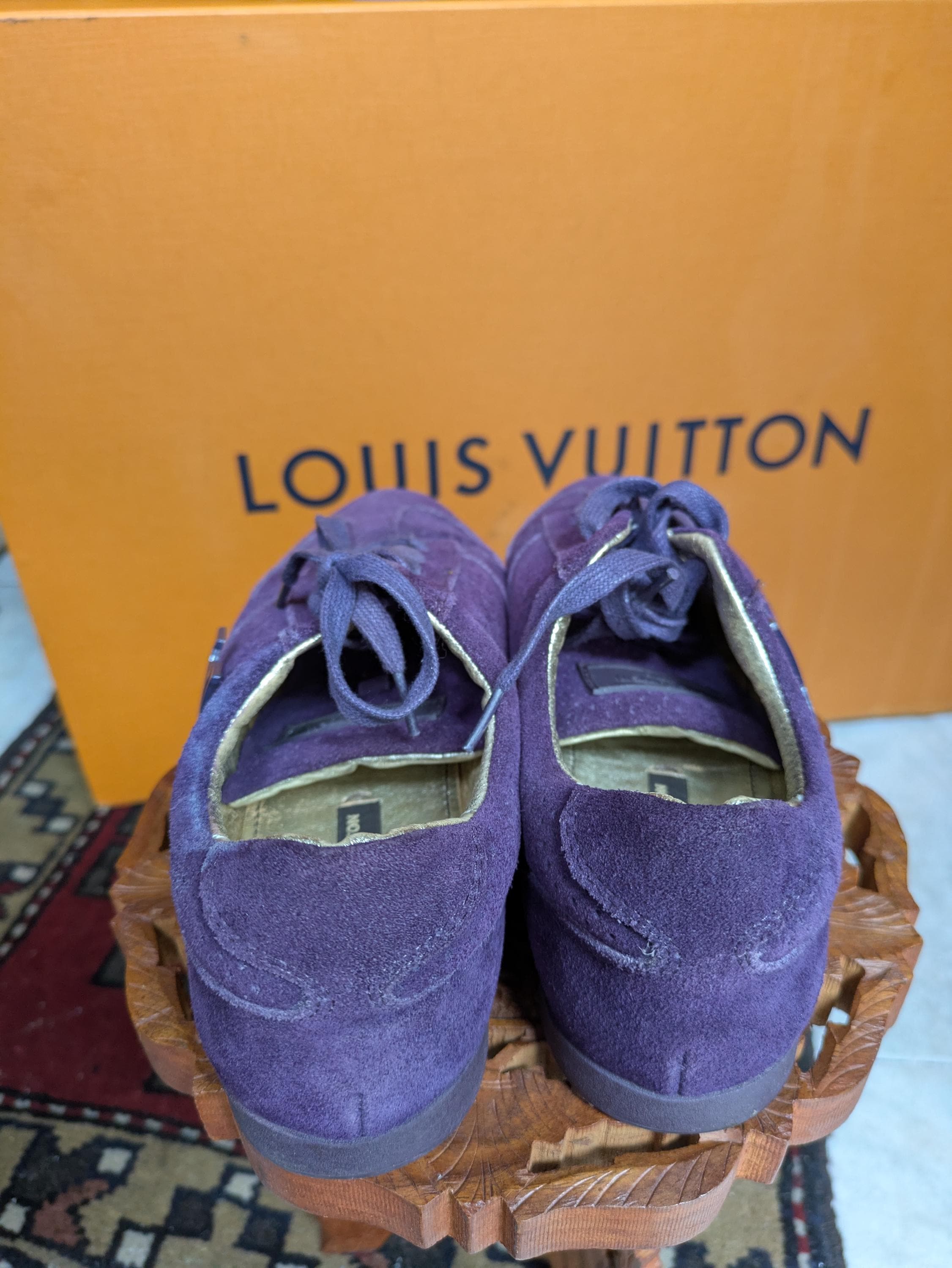 ヴィンテージ ルイ・ヴィトン 本革 スエード スニーカー パープル 