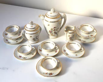 Vintage Limoges coffee set, Elegant set, made in France, set of tea/coffee set for 8 people, chic antique coffee set /Emaux de Limoges