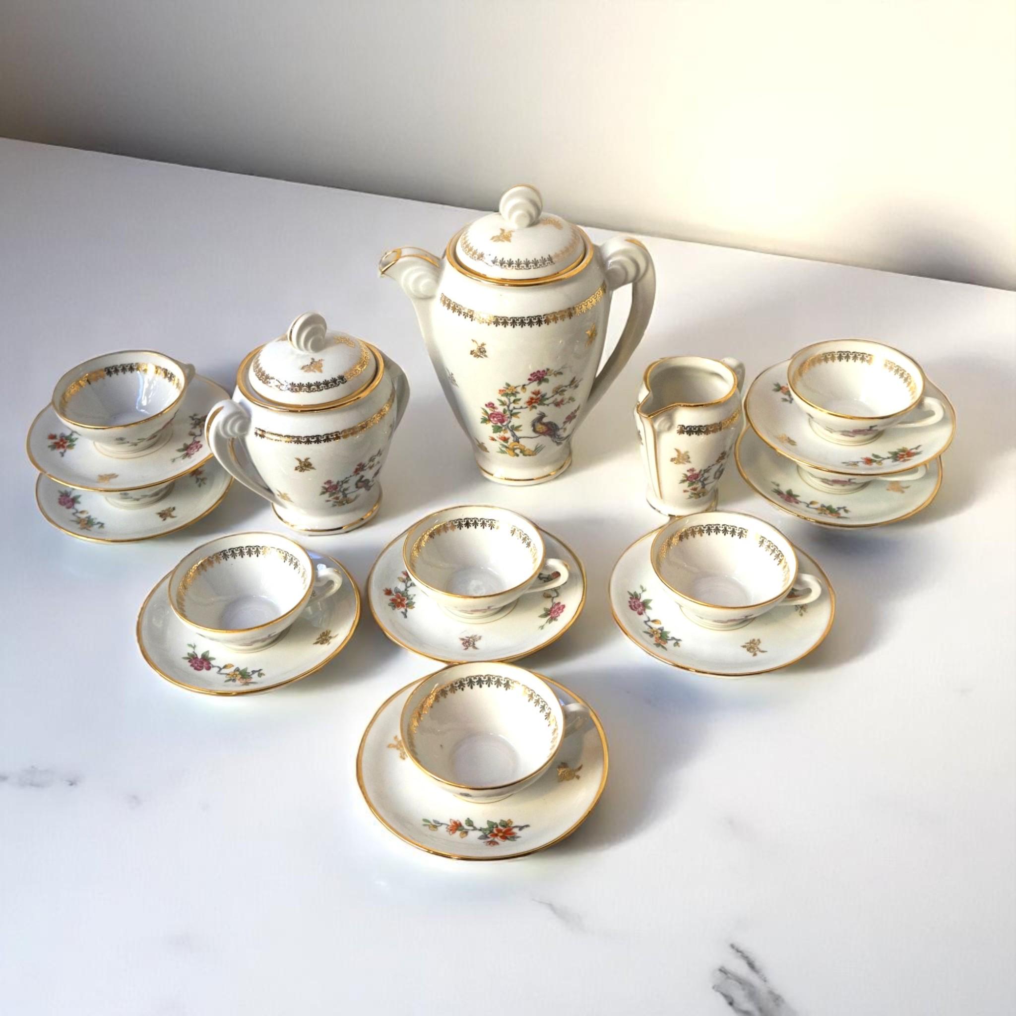 食器 Ancienne Manufacture e de Limoges Vintage Limoges Coffee Set, Elegant Set, Made in France, Set of