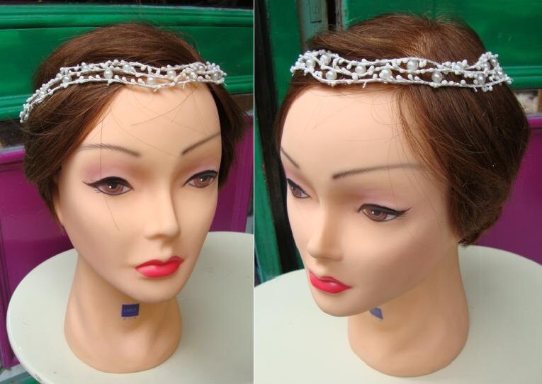 Vintage Wedding Wax Flower Crown and Pearls Bridal Headpiece Etsy