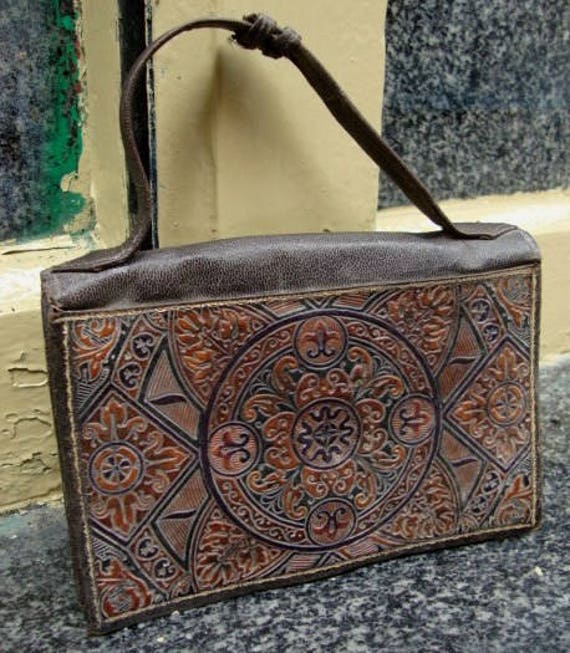 Vintage leather  handbag vintage unique piece ret… - image 7