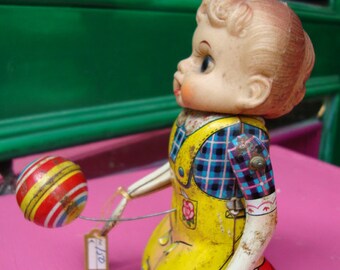 Jouet Ancien Bouncing Dolly Ball 1960 - Mécanique Tôle Japon - Vintage