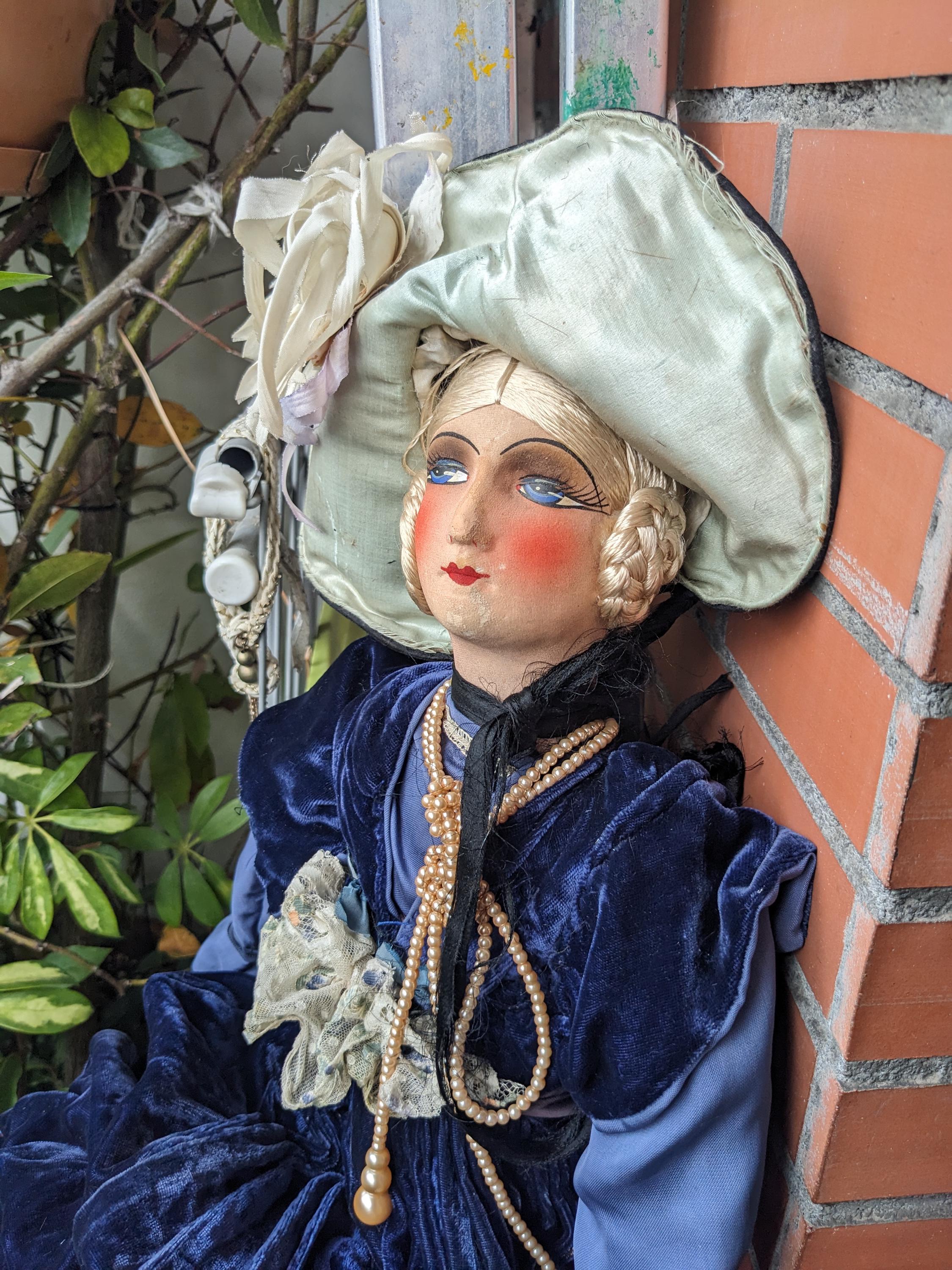 GRANDE POUPÉE DE salon boudoir style art deco ancienne vintage EUR 15
