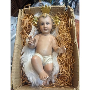 Olot Baby Jesus // Baby Infant Child Jesus Glass Eye Nativity Christmas //Infant Jesus religious antique Vintage