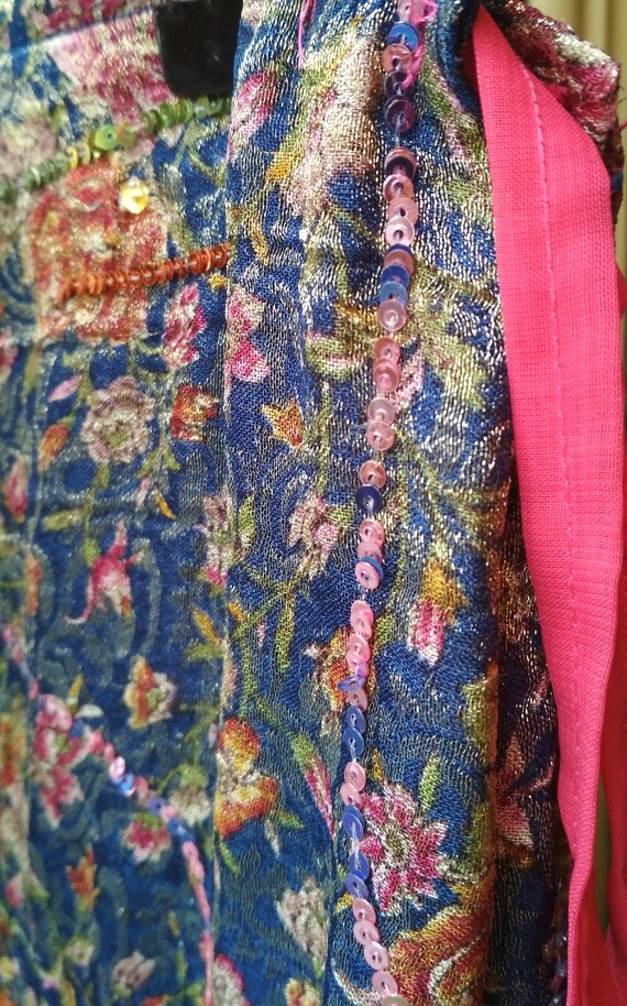 Vintage lengha Maxi Gipsy skirt in blue pink and … - image 7