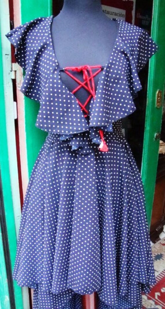 Vintage Extravagant Long Dress/ Maxi Long Polka D… - image 6