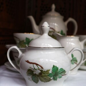 Vintage Thee set porselein gemaakt in Spanje // Home Decor Coffe set met de hand geschilderd afbeelding 5