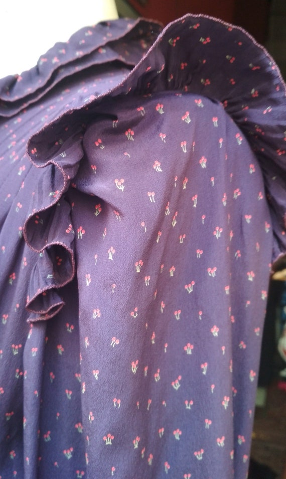 Vintage Loewe Dress Purple and cherry printed Wom… - image 5