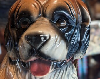 ヴィンテージ セントバーナード犬 陶器 大型ヴィンテージ 多色石膏彫刻