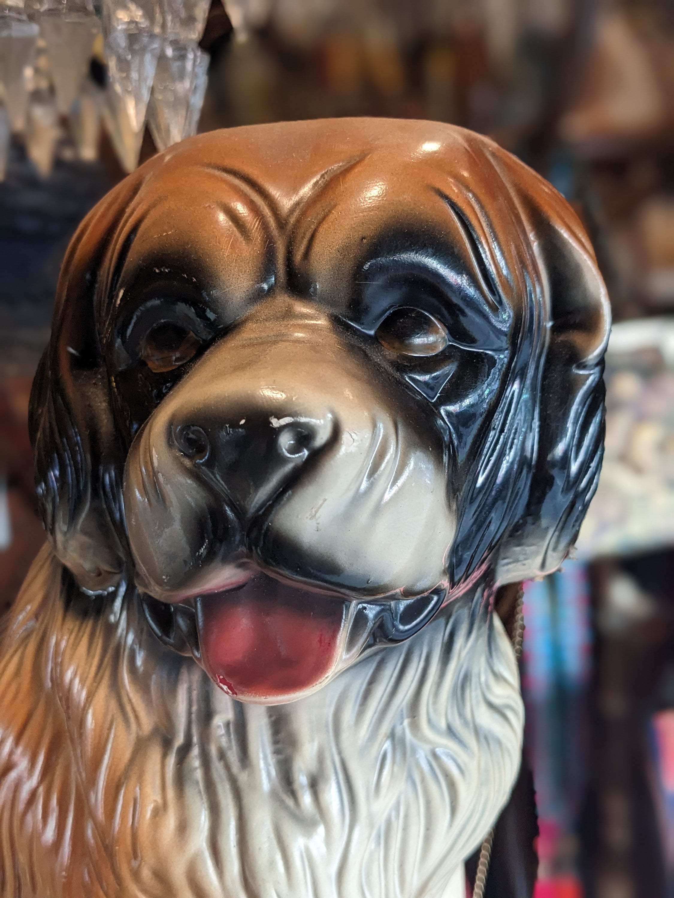 ヴィンテージ　セントバーナード 陶器彫刻 ヴィンテージ セントバーナード犬 陶器 大型ヴィンテージ 多色石膏彫刻
