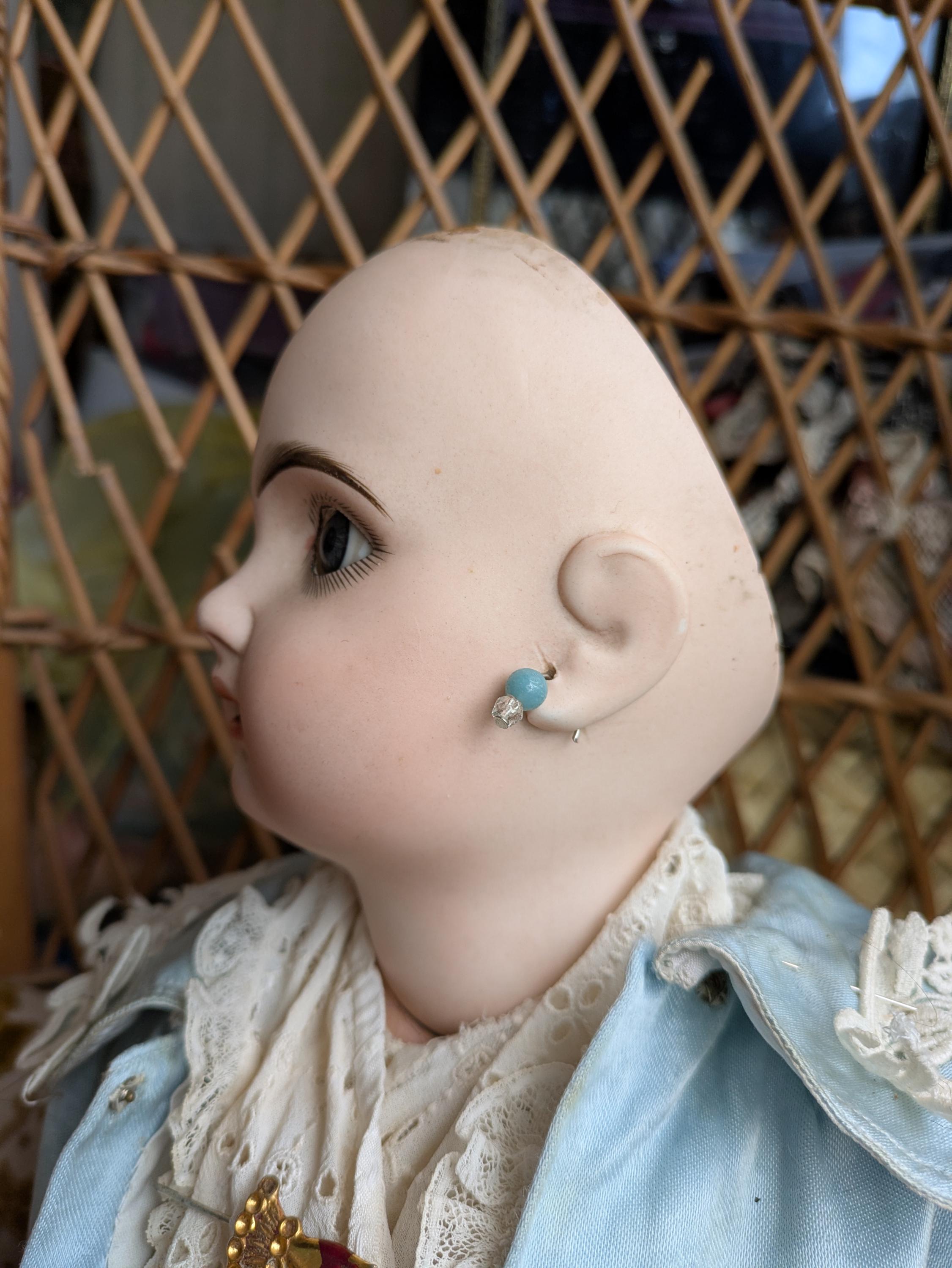 アンティーク テテ ジュモー ドール 20 インチ ドレスとコート（ブルー