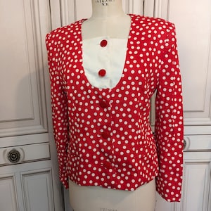 Pierre Balmain Paris 80s Polka Dot Blazer / size 42