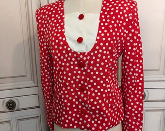 Pierre Balmain Paris 80s Polka Dot Blazer / size 42