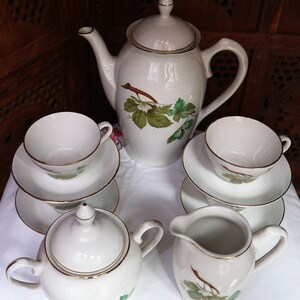 Vintage Thee set porselein gemaakt in Spanje // Home Decor Coffe set met de hand geschilderd afbeelding 6
