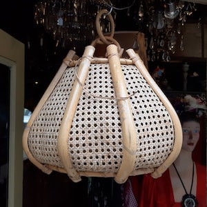 Ceiling Wicker Bamboo lamp Vintage // Vintage Home Decor
