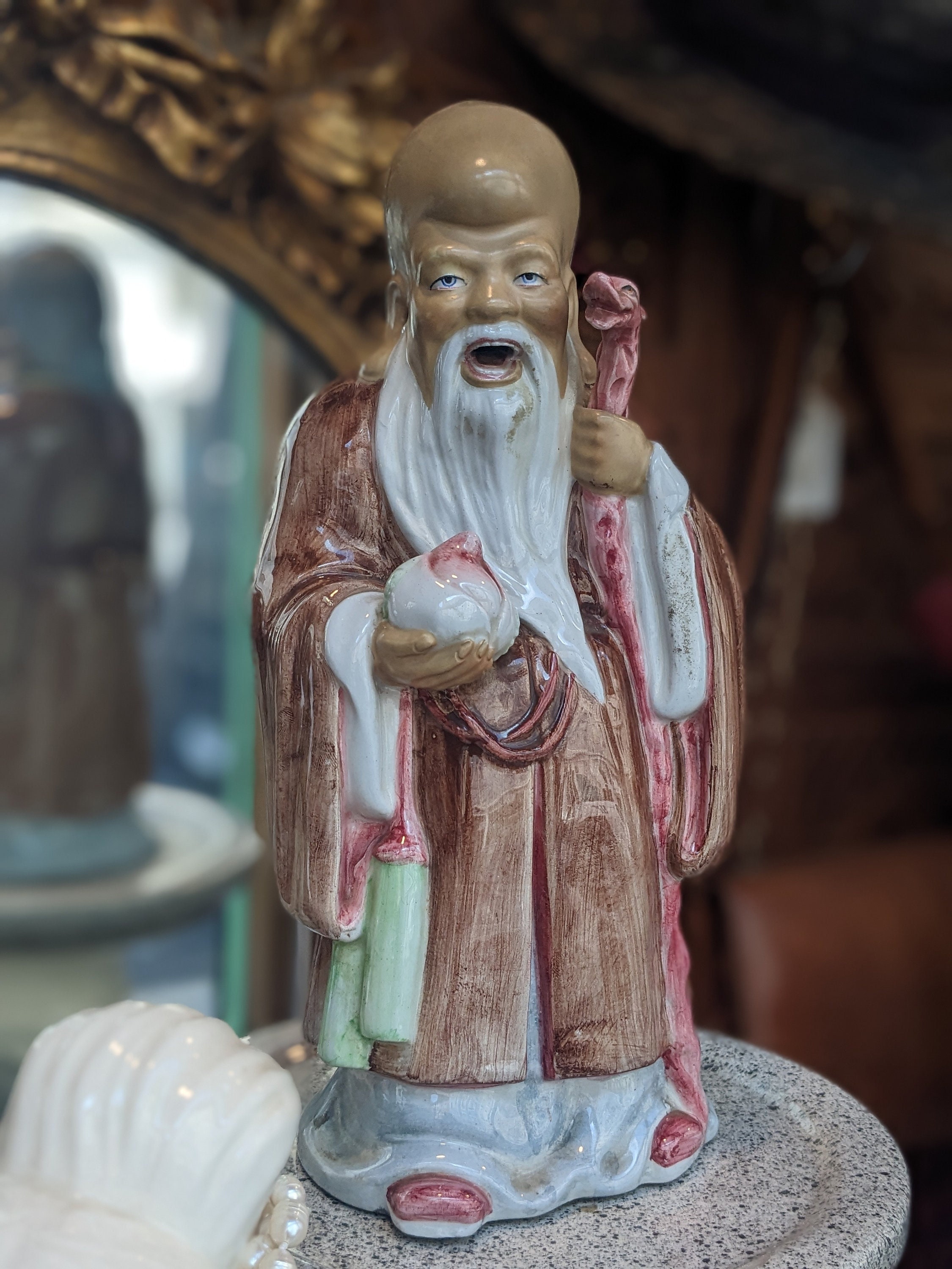 Vintage Chinese Porcelain Immortal Figure of Wise Man Deity Shou Lao Hand  Painted Statue // Shou Xing God Chinese - Etsy, image size:2250x3000