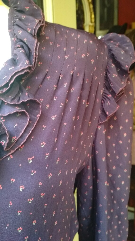 Vintage Loewe Dress Purple and cherry printed Wom… - image 7