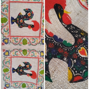 Traditional Portugal tablecloth Barcelos Rooster Florals Hearts Colorful Table cover Garden