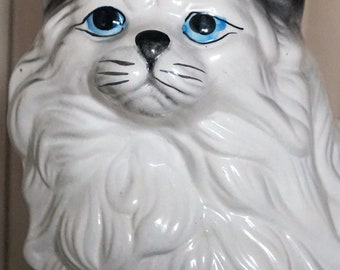 Vintage Cat Porcelain 1950s Blue Eyes // Huge Figure Cat - Etsy UK
