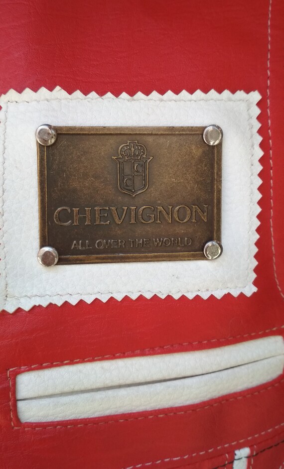 Vintage Chevignon cuero waiscoat rojo y blanco / 80s 90s | Etsy España