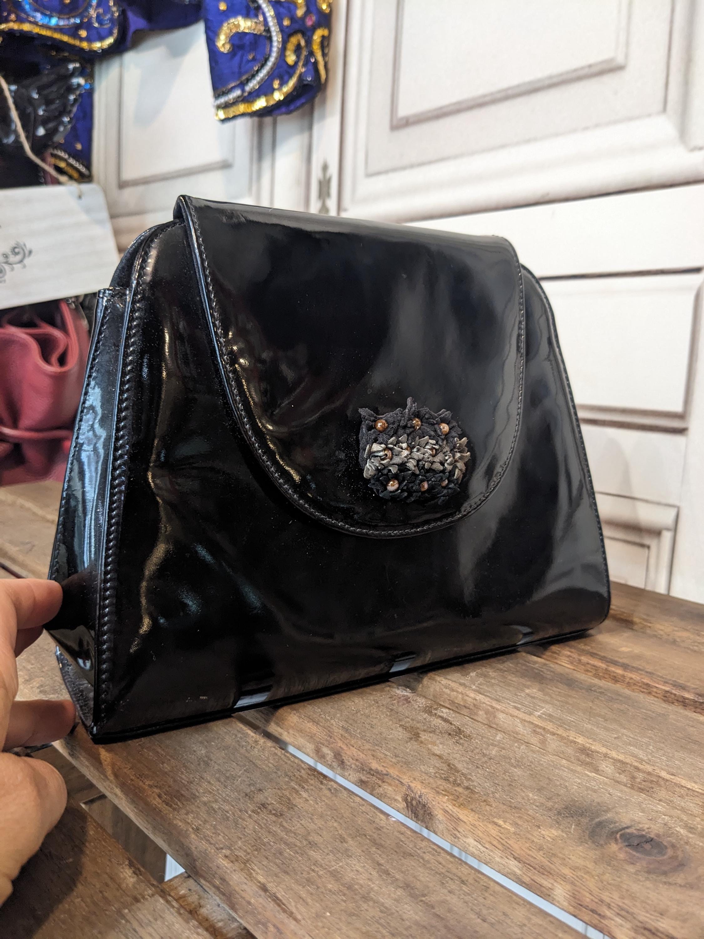 Sac à Main / Sacoche Bruno Magli En Cuir Verni Brun - Dimensions 15" X 8.5" - Occasion