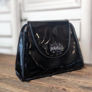 Bruno Magli Vintage Bag Patent Leather/Designer Bag Vintage/ Black vintage bag/ Shoulder Bag Black Vintage