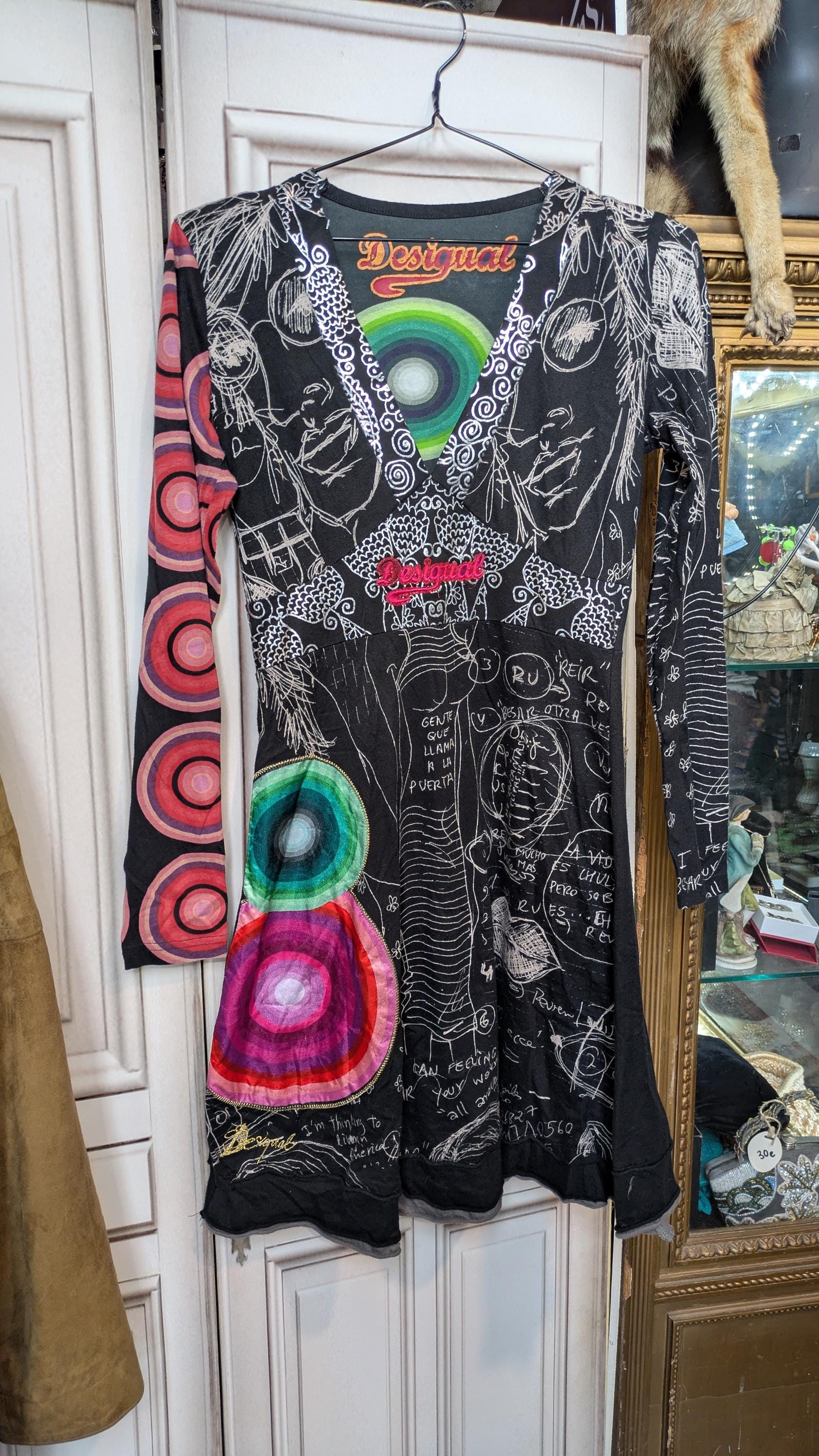 knee length dresses for ladies Desigual Artistic Abstract Long Sleeve Dress - Unique European Style main image 1