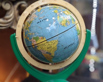 1960's Space Age Vintage small Tin Globe /Vintage World globe/ Terrestrial Globe/ Metal Globe/