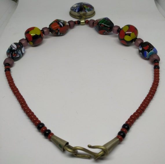 60s Vintage Millefiori Necklace / Murano / Multic… - image 7