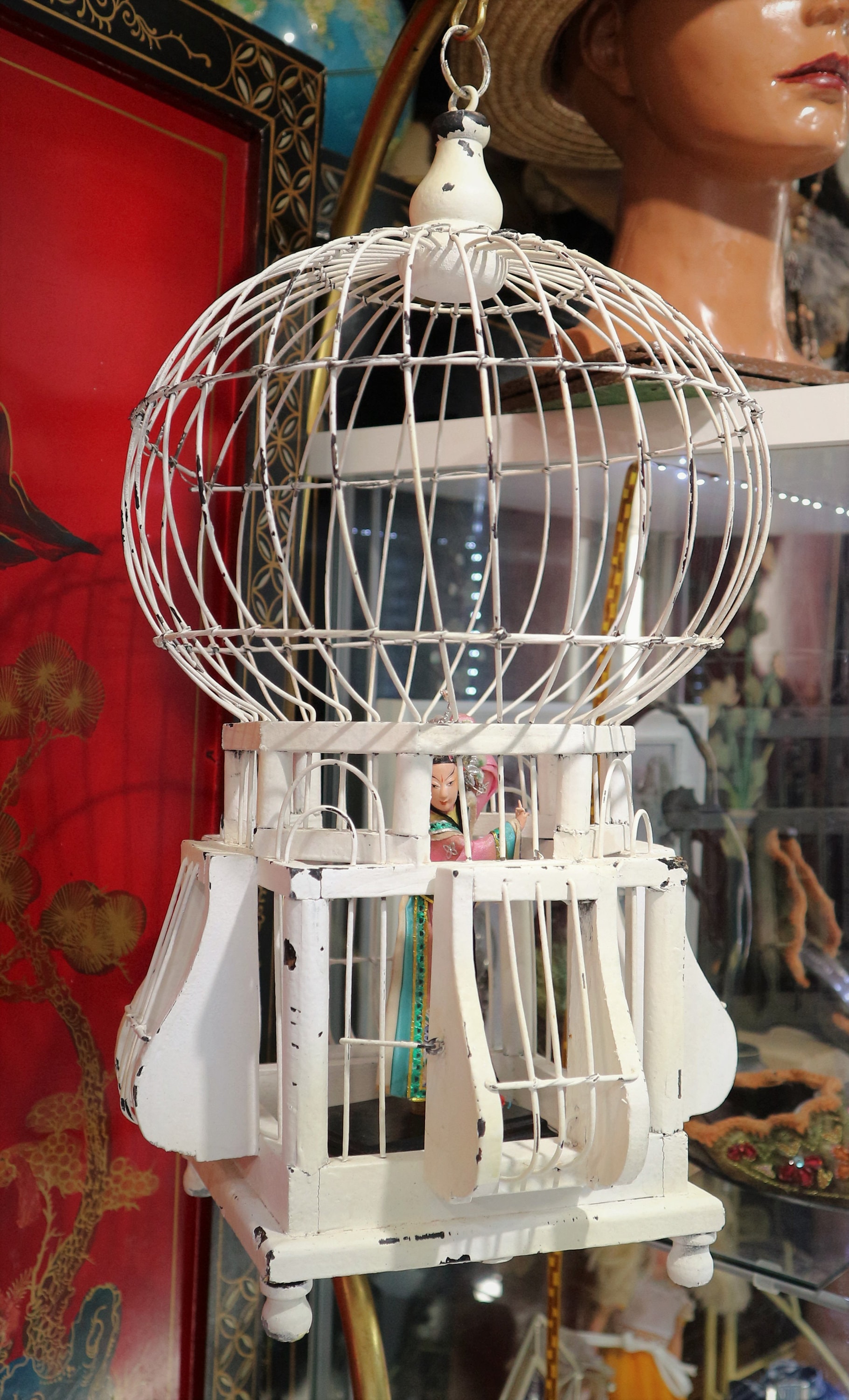 ヴィンテージ チュニジア バードケージ 木製と真鍮製 // ホーム