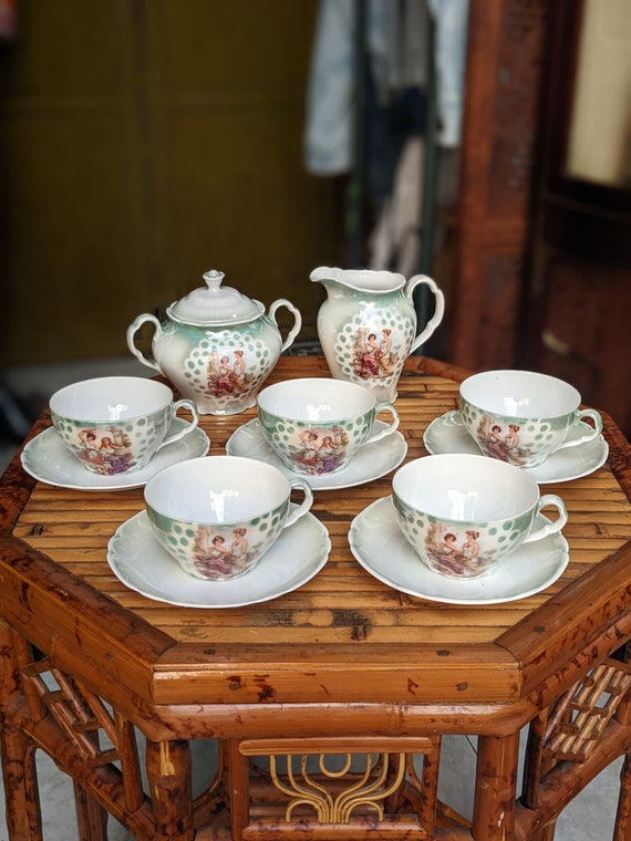 Victoria Czechoslovakia Vintage Tea Set Porcelain With Scenes