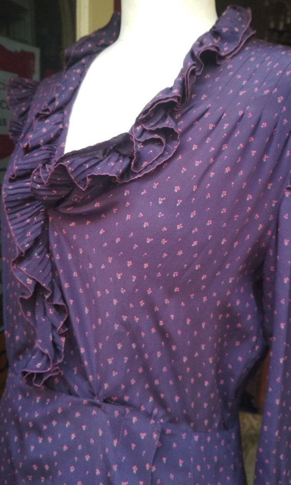 Vintage Loewe Dress Purple and cherry printed Wom… - image 2