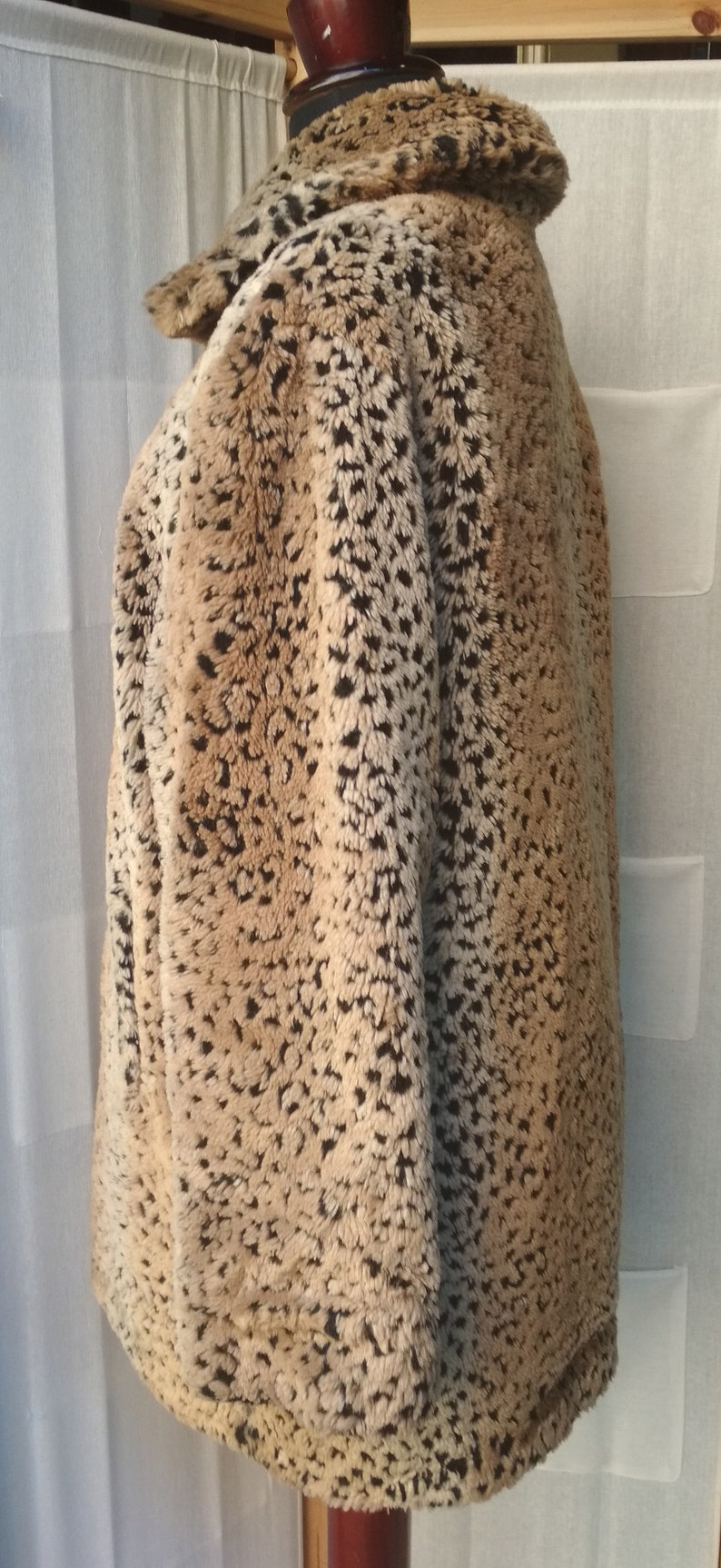 Reversible Unisex Vintage 80s Faux Fur Coat Size Large