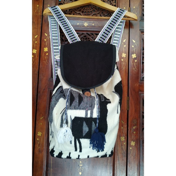 Vintage LLama Wool Backpack // Backpack Handmade … - image 1