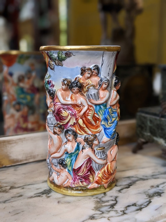 Antique JM Alvarez Vase // Flower Vase Porcelain // Scene