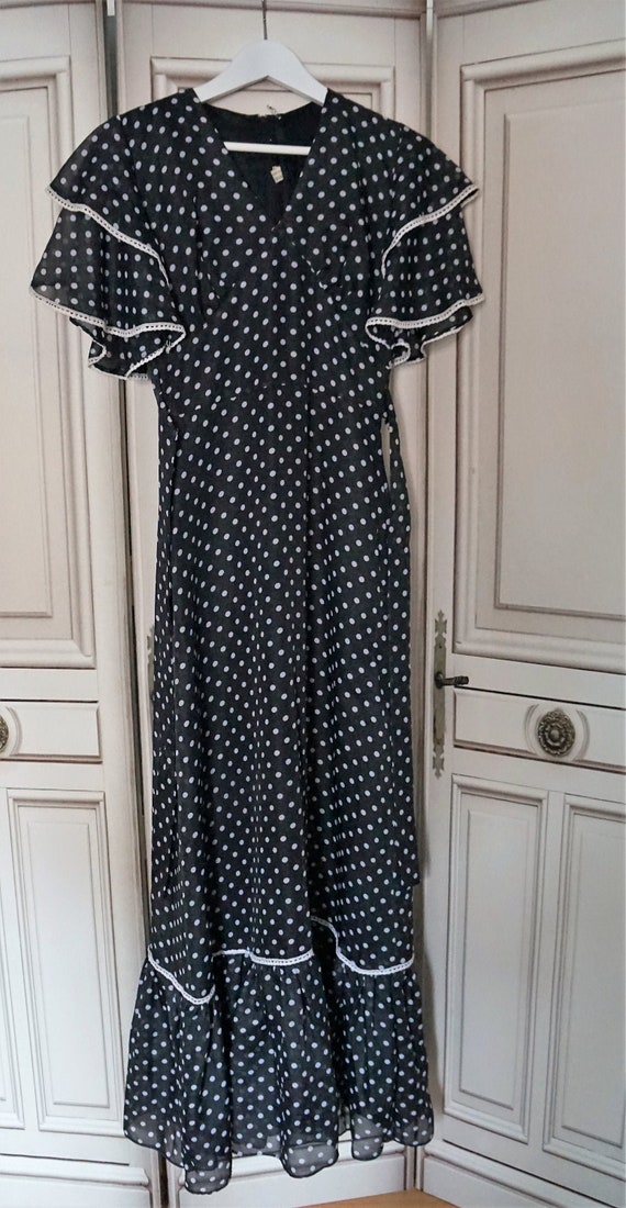 Vintage Long Dress Polka Dot/ Maxi Long Polka Dot Dre… - Gem