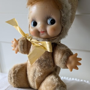 Vintage Cute Kawaii baby doll elf rubber face // Stuffed Baby Dolldcf // Japanese Doll