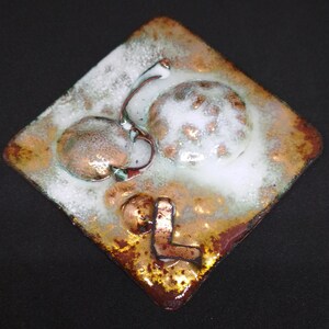 Pendant Unique Enamel on Metal Handmade / Brass Pendant Artisanal